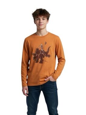Boys Long-Sleeve Graphic Tee - Orange